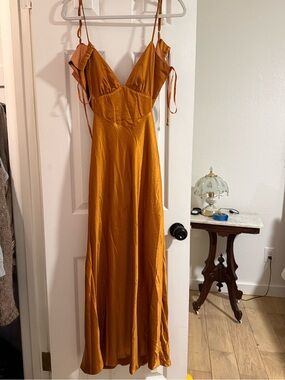 Women’s Satin Slip Dress in copper